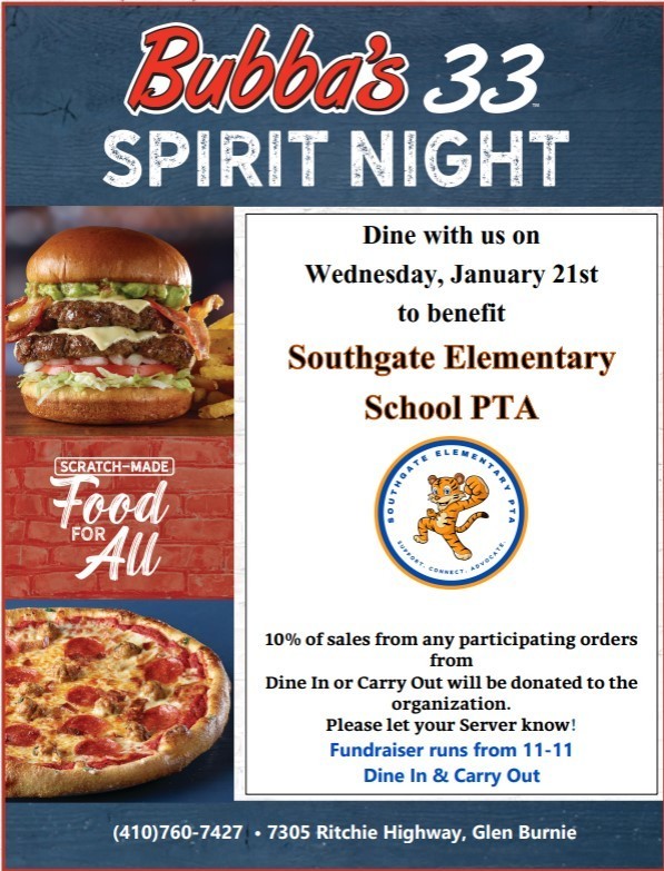 Bubba's 33 Spirit Night Jan