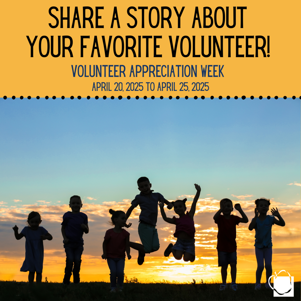 Share a story about your favorite volunteer! Volunteer Appreciation Week #BelongGrowSucceed - image of children jumping