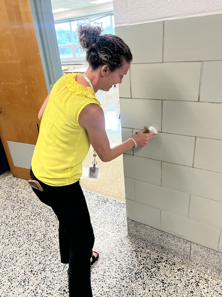 ms mcvey scrubbing the walls