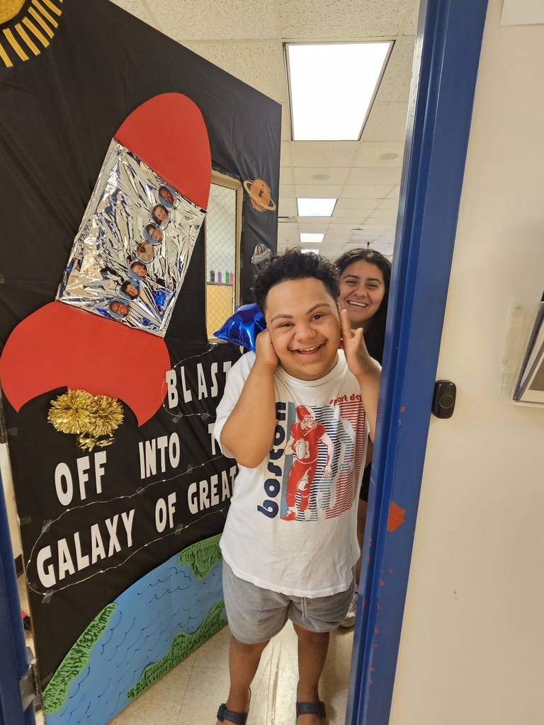 students and door with rocket