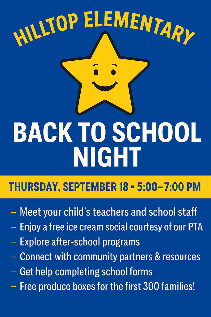 Back to School Night flyer - Thursday, September 18 from 5:00-7:00 PM