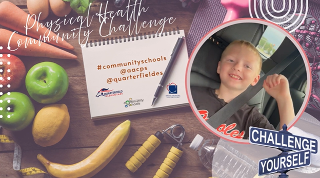 Student fist pumping while listening to music