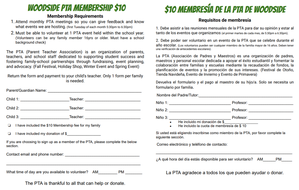 PTA Membership form