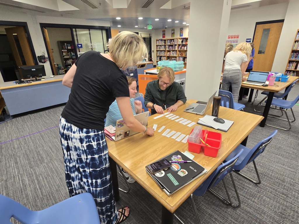 Teachers completing a sorting activity at a table.