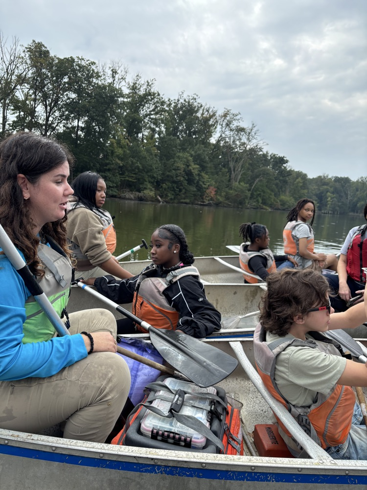 students in canoe