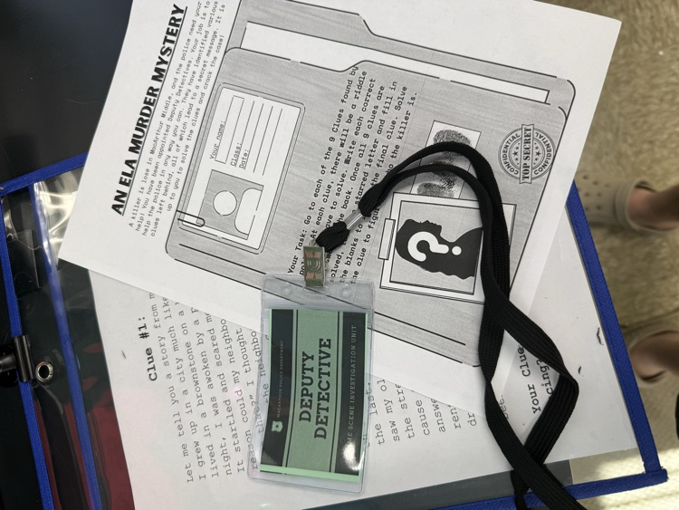 mystery worksheet and detective badge 