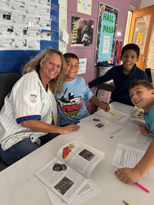 Teacher with students at small group table learning