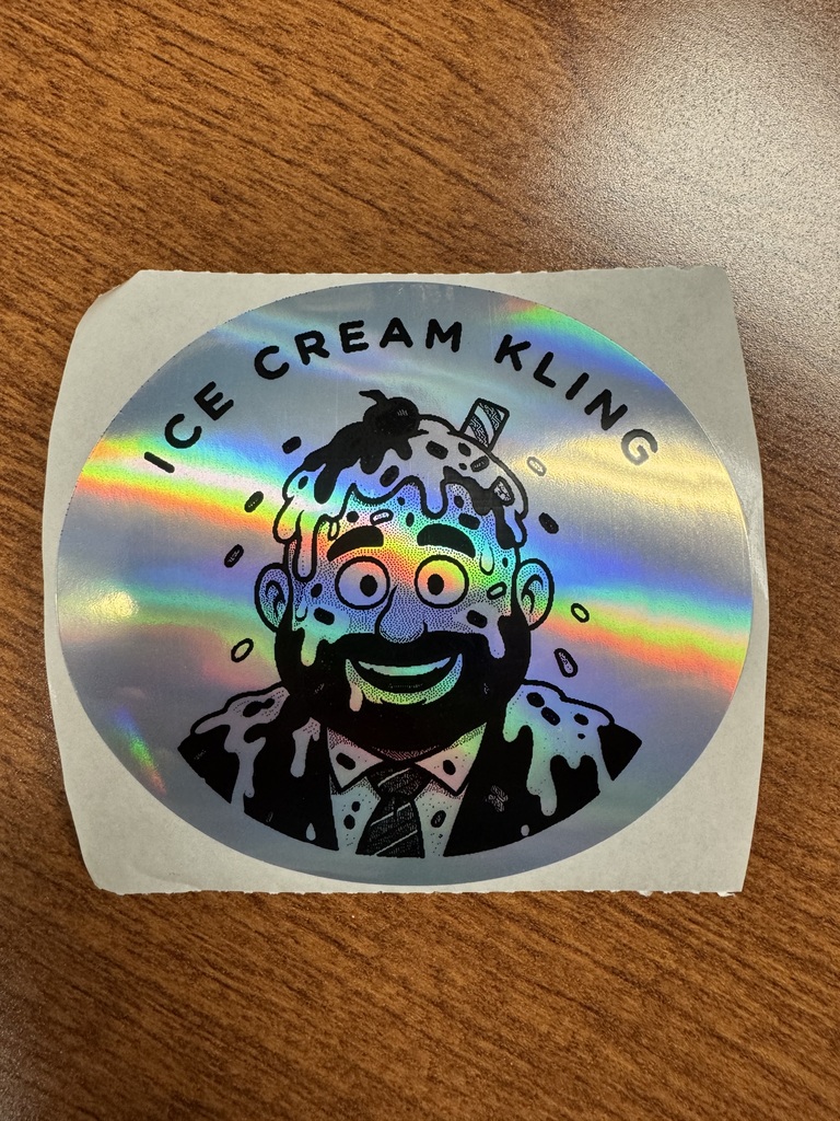 Mr. Kling getting "sundaed" sticker