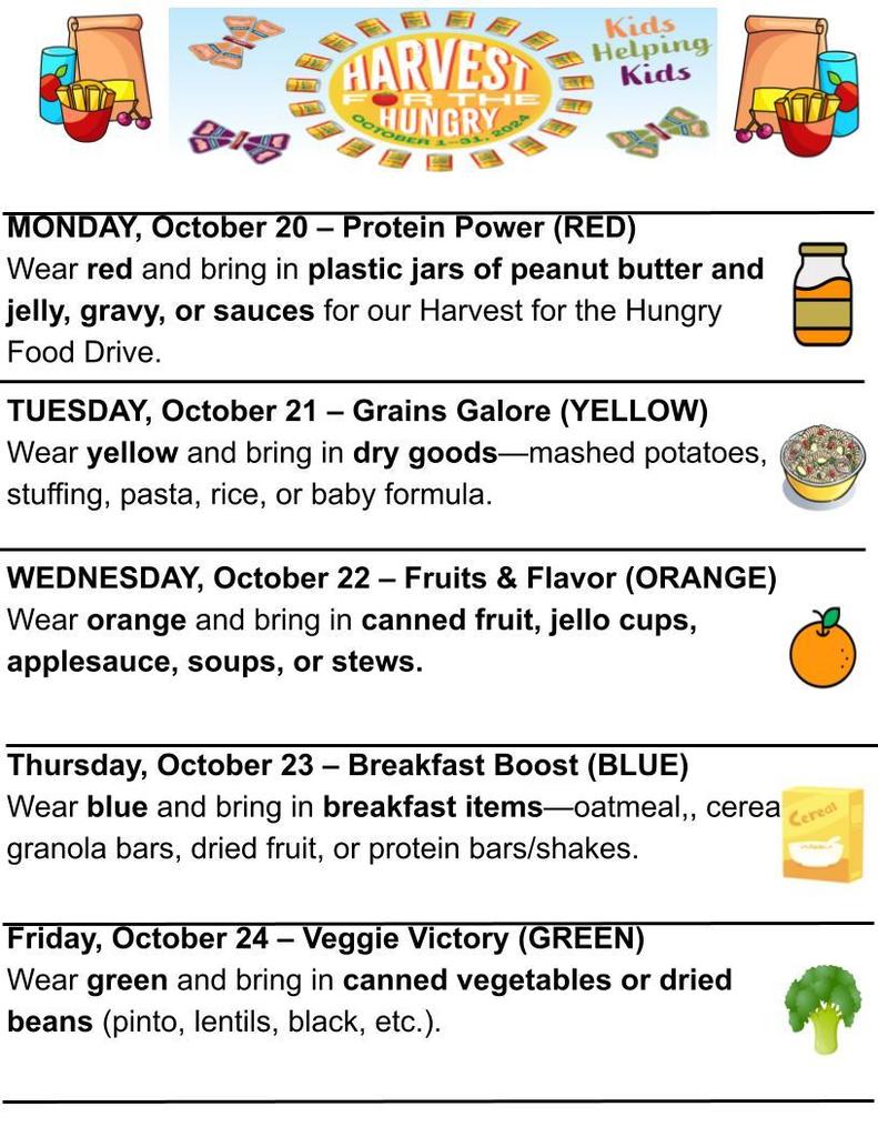 Kids Help Kids Spirit Week  October 20-24