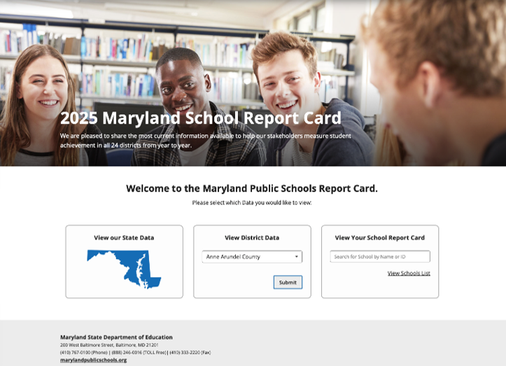 Maryland Report Card page screenshot