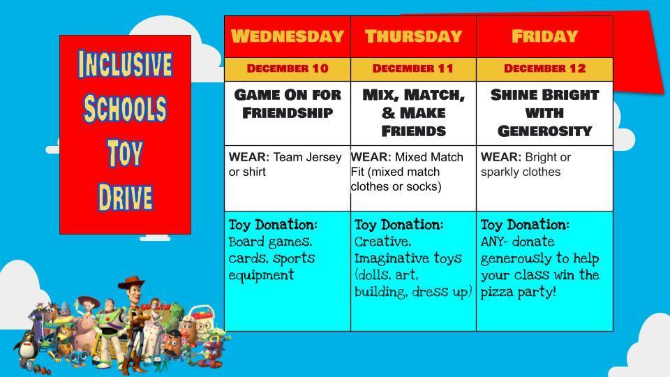 Inclusive Schools Spirit Week and Toy Drive