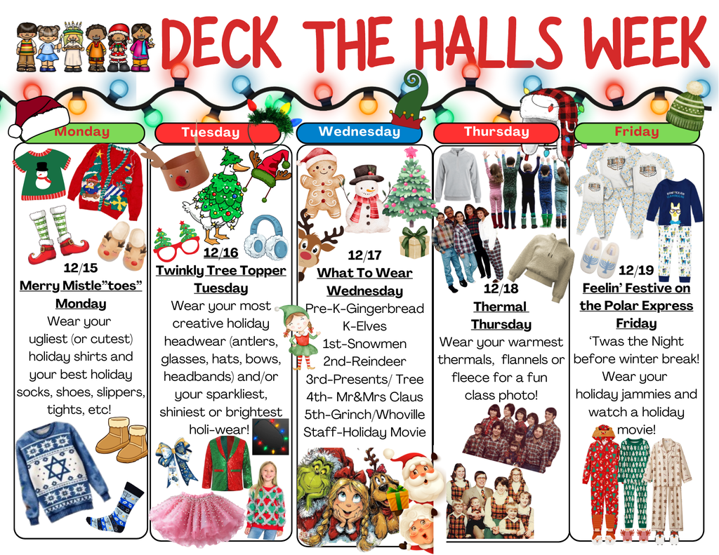 holiday spirt week schedule