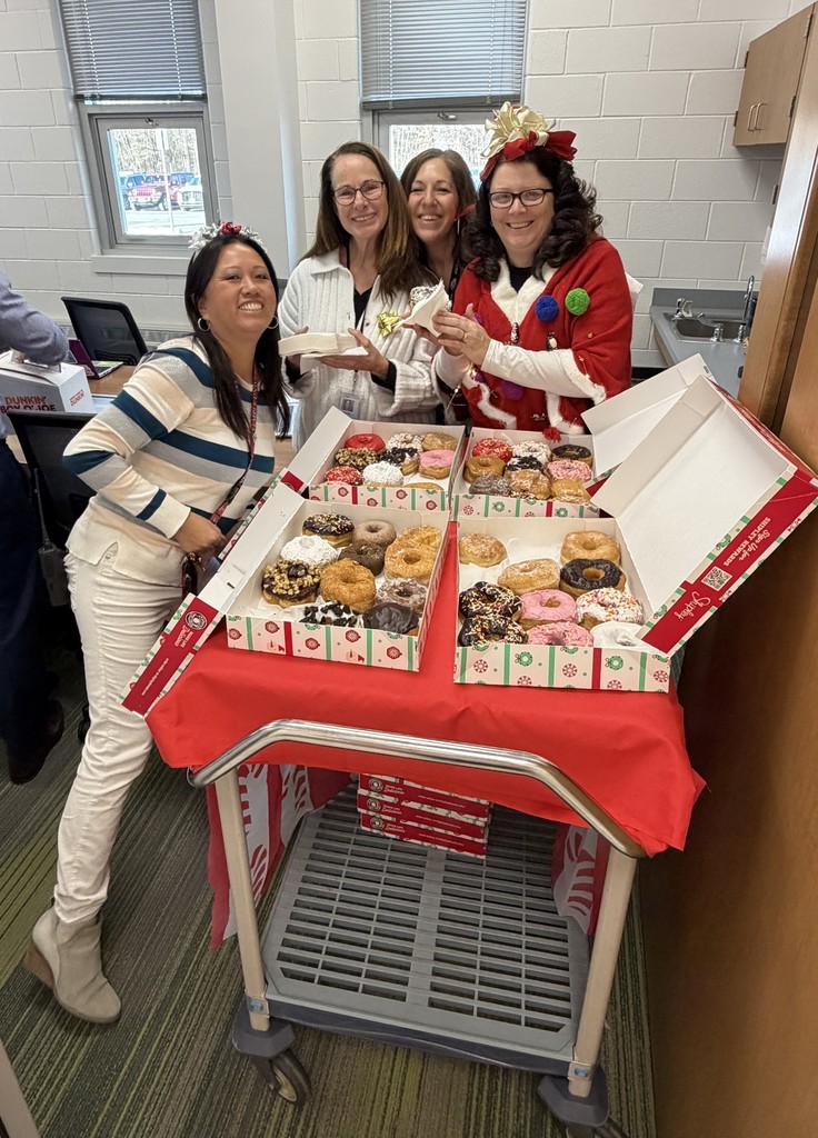 Admin with donuts and hot chocolate