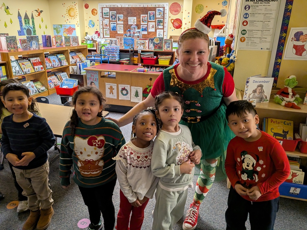 Staff and students in holiday clothing