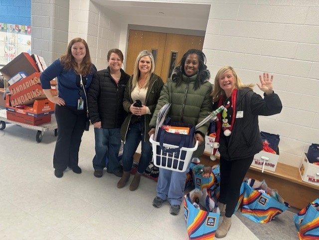 LH church small group ladies with parent and food baskets