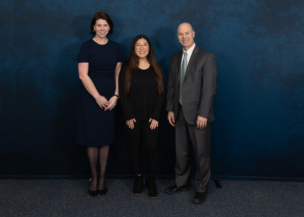 Board member and Chief of Staff with Educator of the Month – Rebekah Thompson, Four Seasons Elementary School