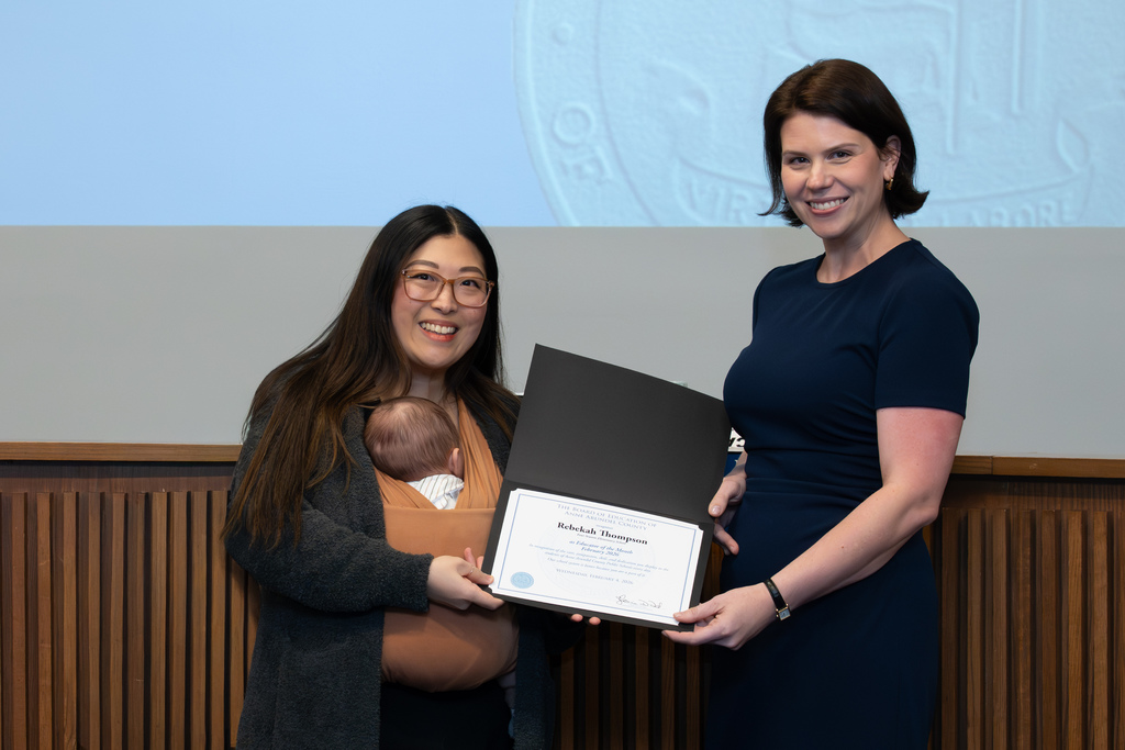 Educator of the Month – Rebekah Thompson, Four Seasons Elementary School with board member