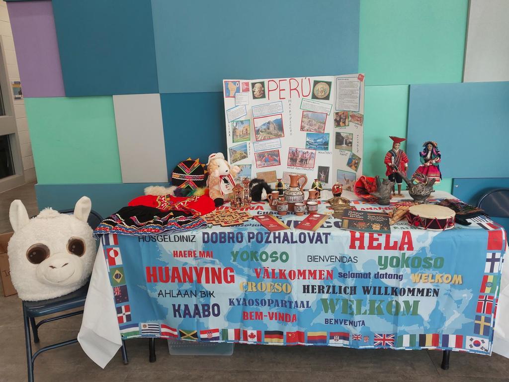 Peru table at the  Edgewater Elementary International Night.  
