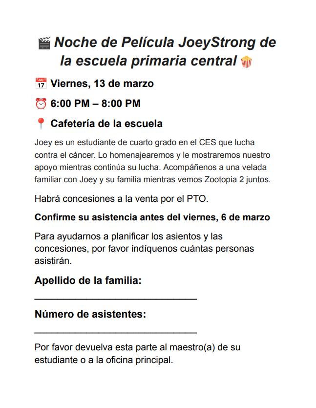 Movie Night flyer-Spanish