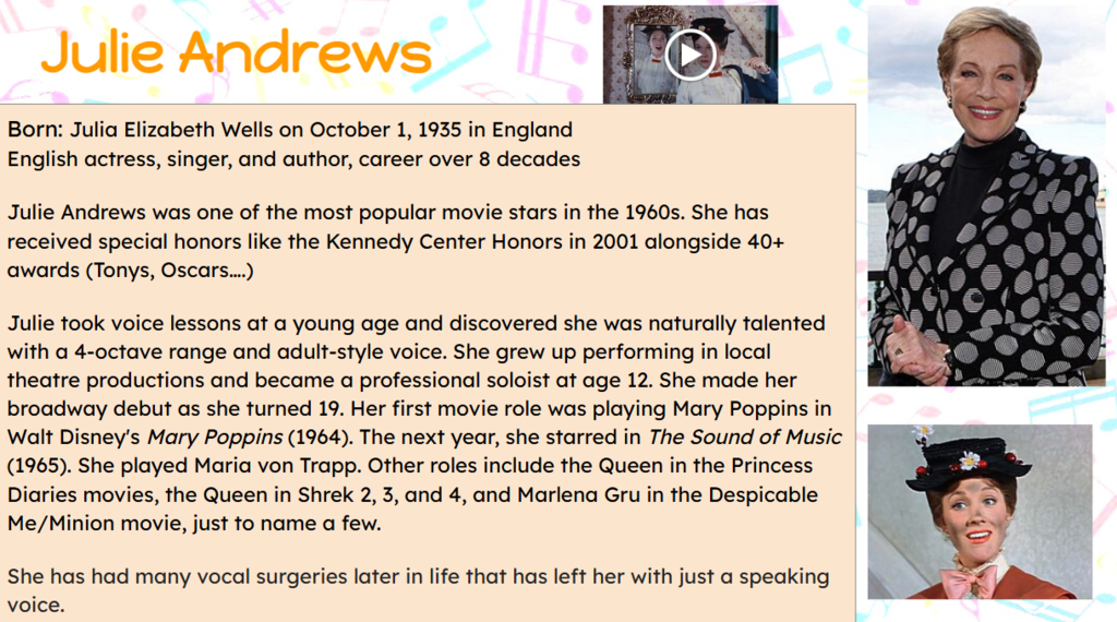 Julie Andrews pictures and bio