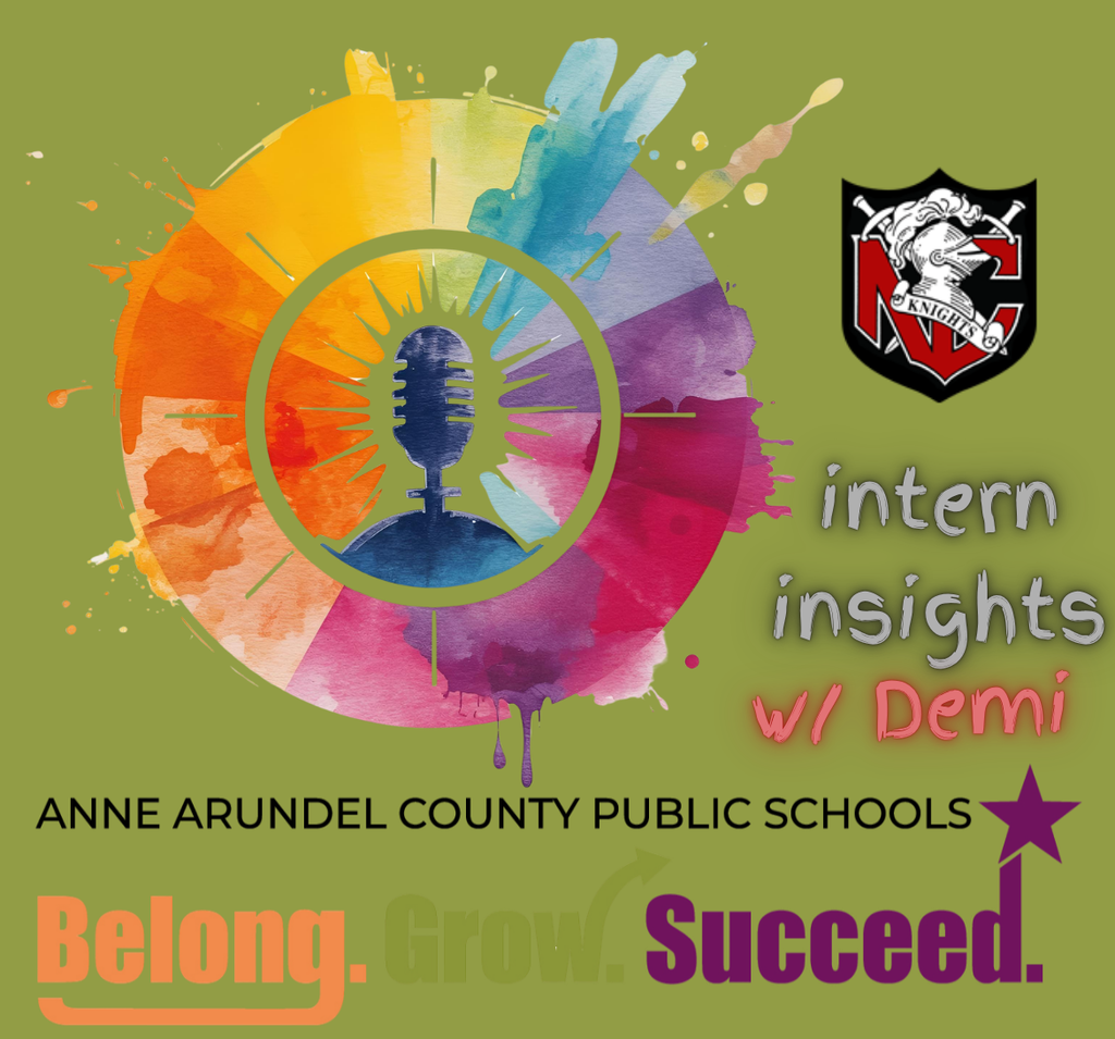 Demi North County Highscool Intern Insight, picture of microphone in colorful circle