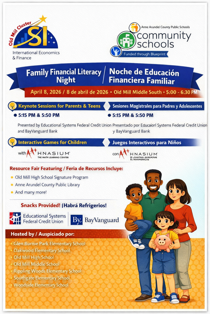 Financial Literacy Fair 4/8/26 at Old Mill South Middle school-transportation is available upon request!