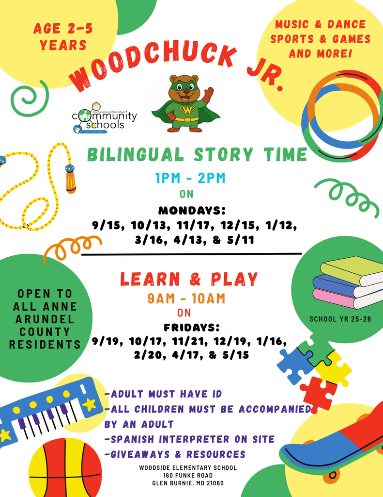 Woodchuck Jr programs are for ages 0-5 not enrolled in public schools