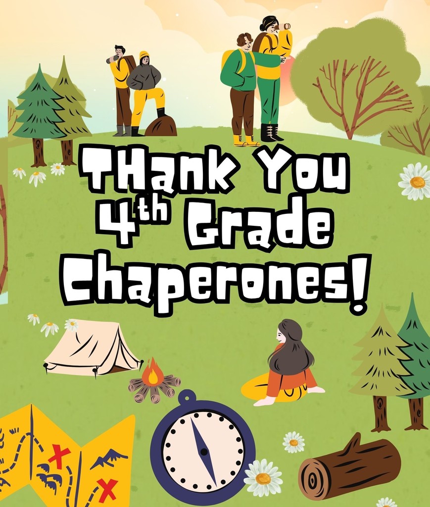 Image of multiple people camping with a Thank You shout out to chaperone volunteers
