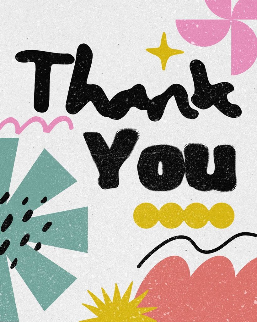 Thank you graphic with abstract shapes