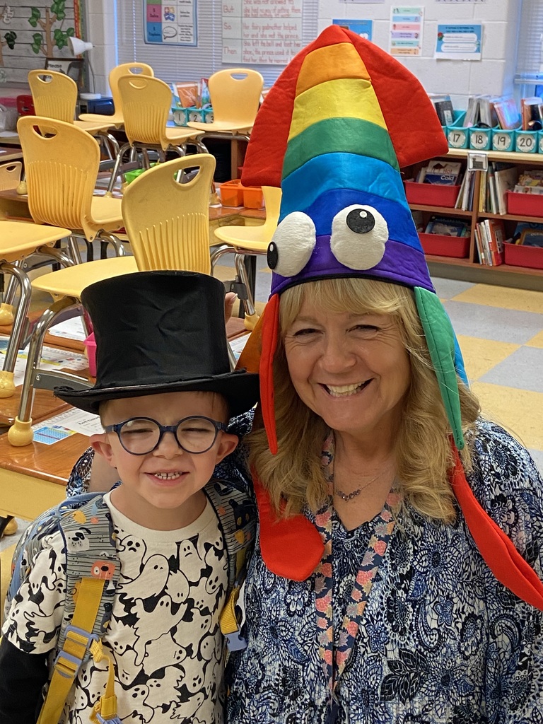 Teacher and student sport fun hats for our Hats off to Military Children day at PHES.