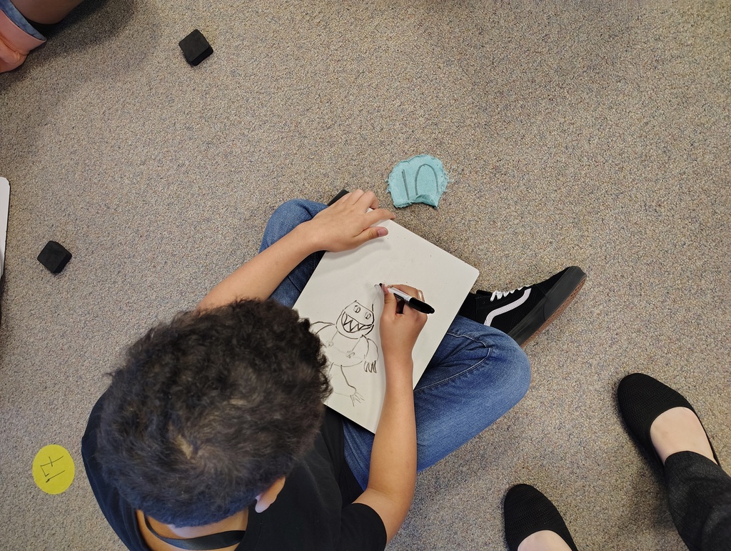 students drawing a gnome