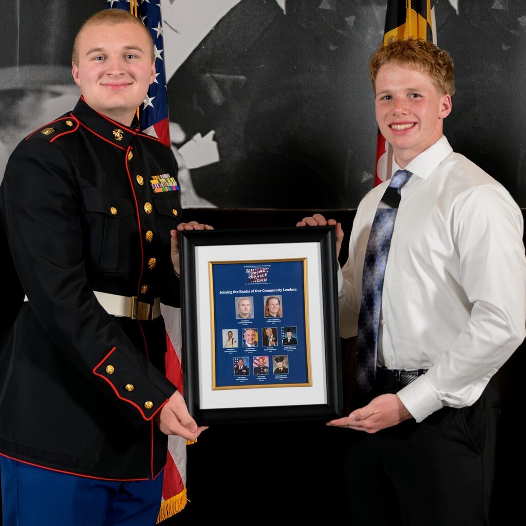 Military Service Award winners Jacob Blunt and Landon Chubbuck