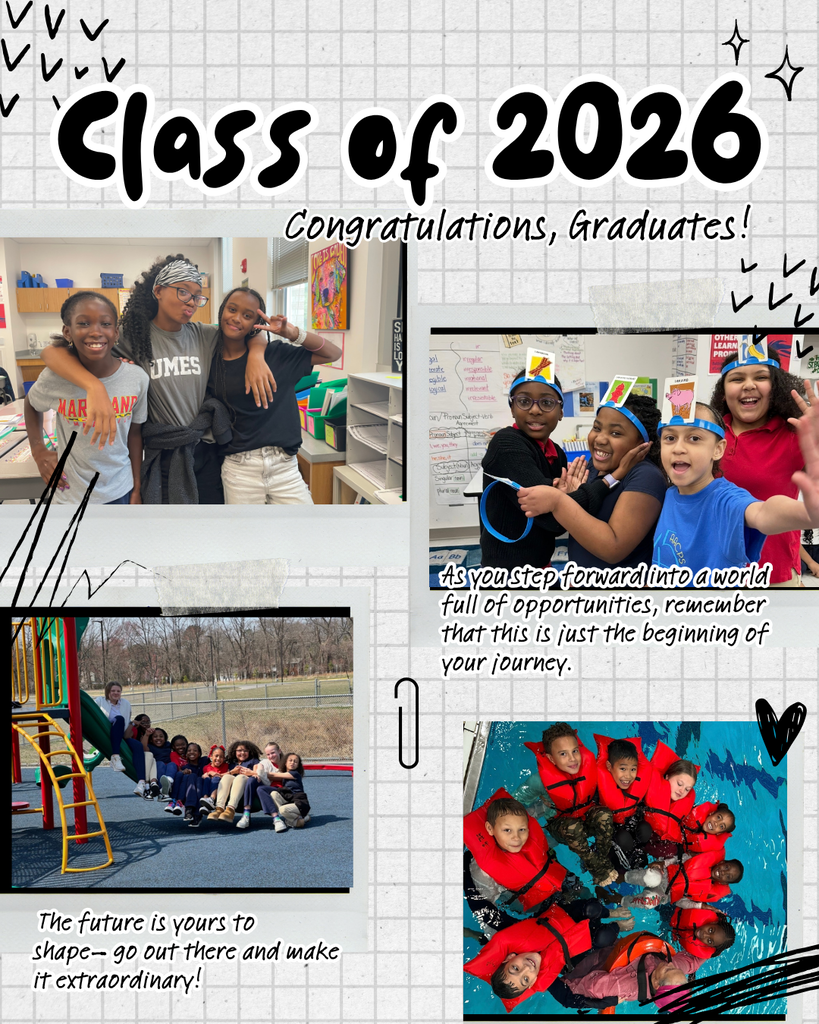 Collage showing a classroom, playground, and outdoor play. Text reads "Class of 2026, Congratulations, Graduates!"