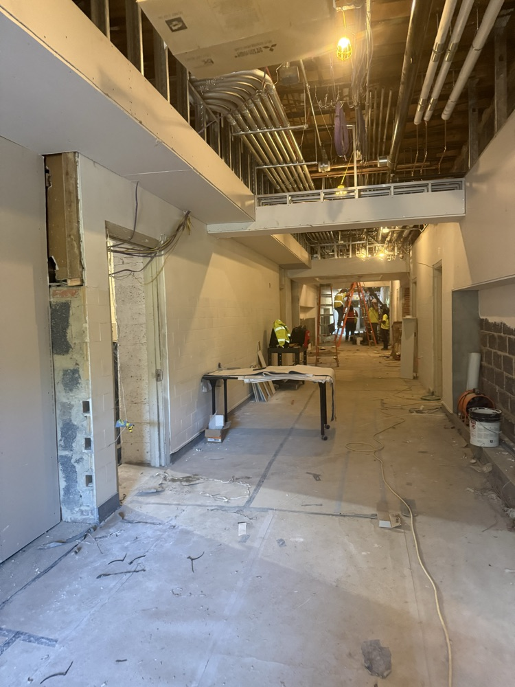 Hallway inside Carver EEC under construction