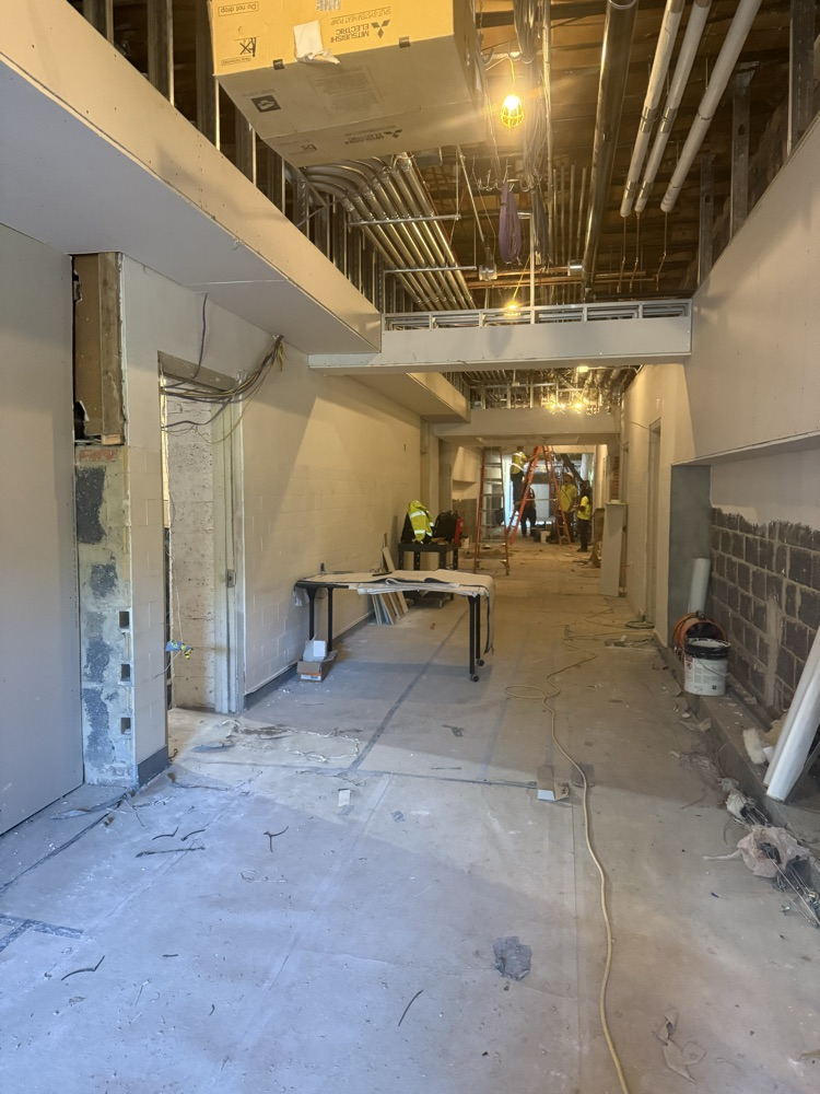 Hallway inside Carver EEC under construction