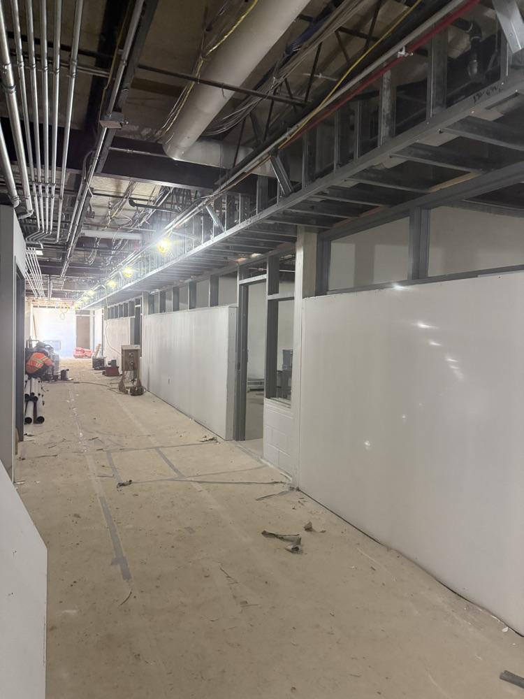 Hallway inside Carver EEC under construction