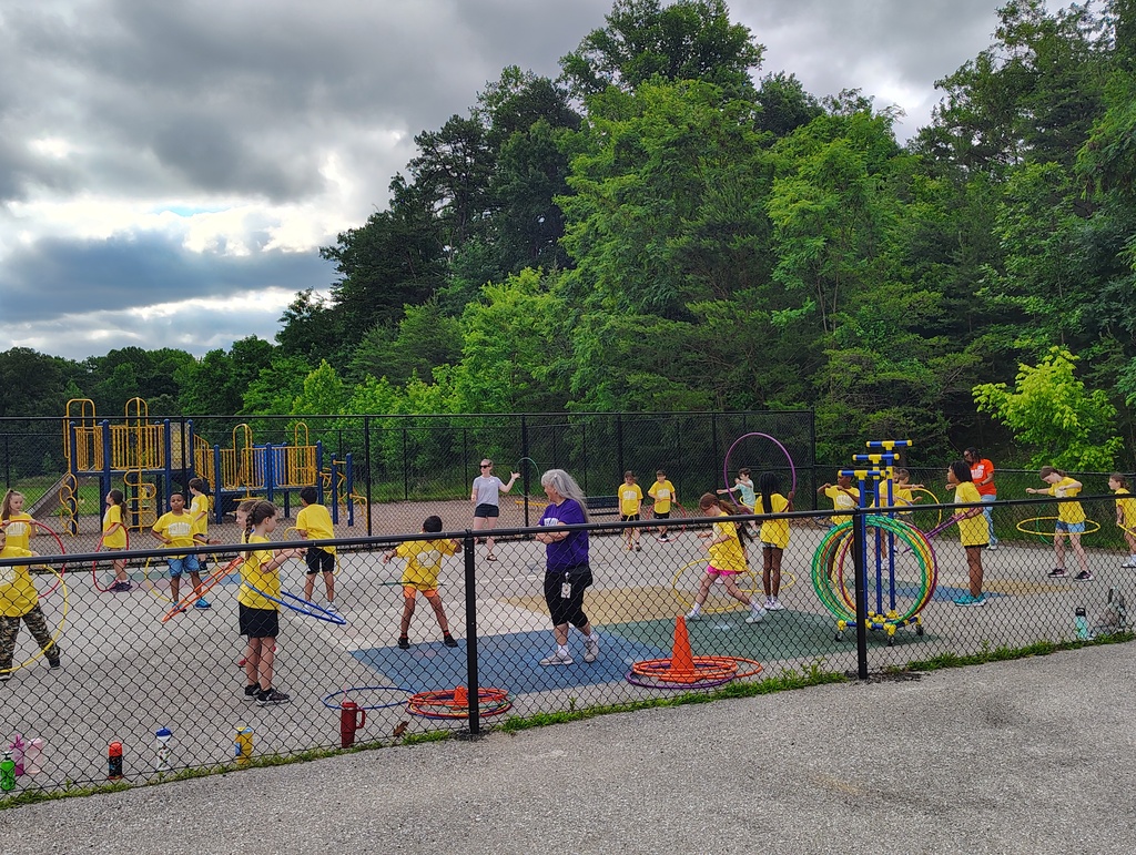 Students hula hooping