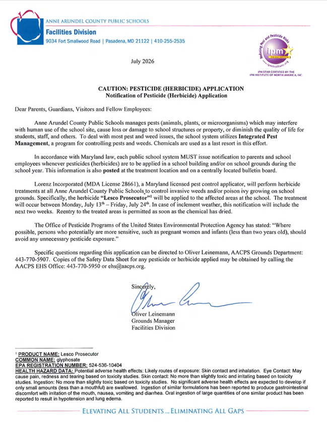 Pesticide Application Notice