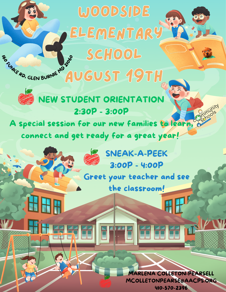 New to Woodside ES Tour and Sneak a Peek is August 19, 2026