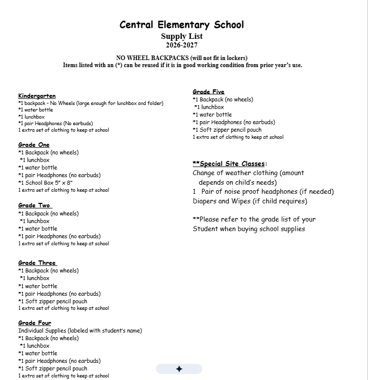 School Supply List-Eng