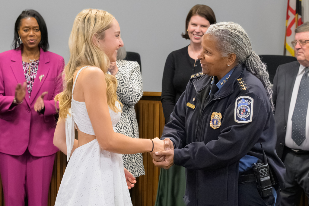 Kelly Shields with Police Chief Amal Awad