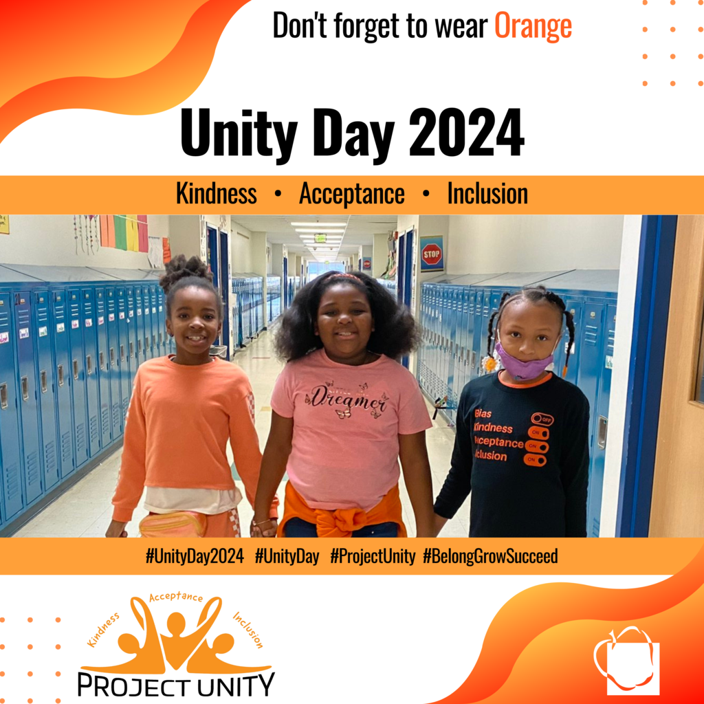 Today is #UnityDay! Don't forget to wear orange to show your support and celebration of Unity Day. Kindness - Acceptance - Inclusion Use our hashtags on X/Twitter to share your Unity Day pictures: #UnityDay #UnityDay2024 #ProjectUnity #AACPSAwesome #BelongGrowSucceed Pictures can be emailed to communications@aacps.org or DM on Instagram Photo of 3 girld holding hands while wearing orange or a Unity day shirt