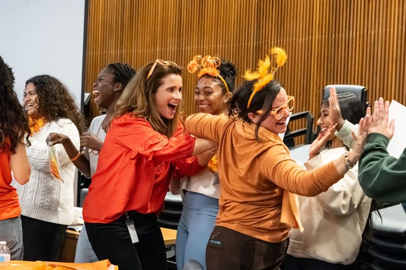 Stacy Pellegrin and students Orange Frog training