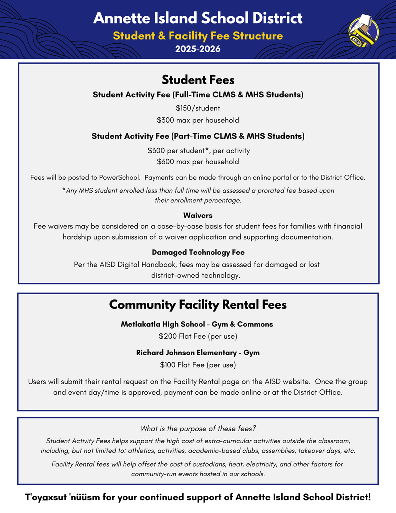 25-26 Student Facility Fees, link to pdf in text