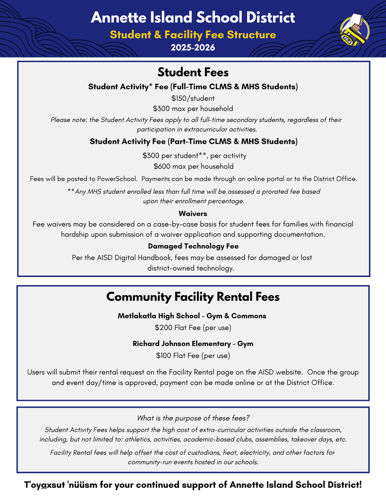 25-26 Student Facility Fees 10-1-25