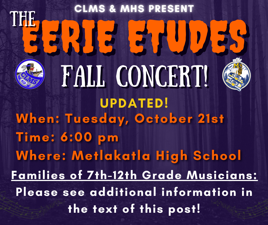 Eerie Etudes FB graphic with text and spooky trees
