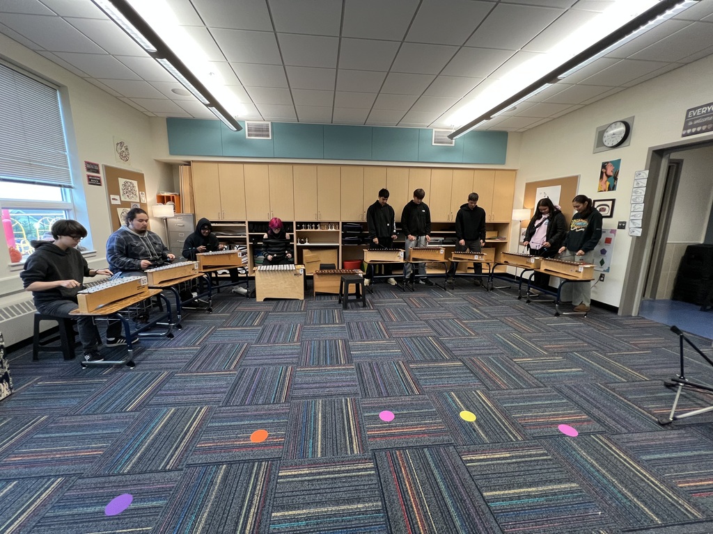 students standing with xylophones
