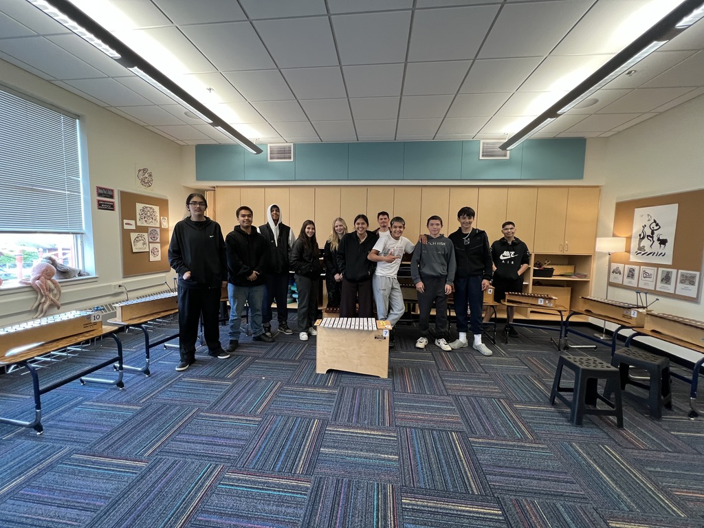 students standing with xylophones