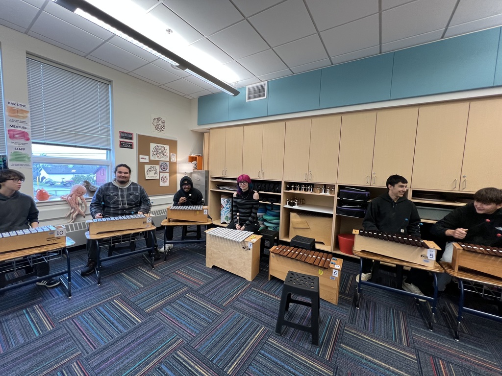 students standing with xylophones