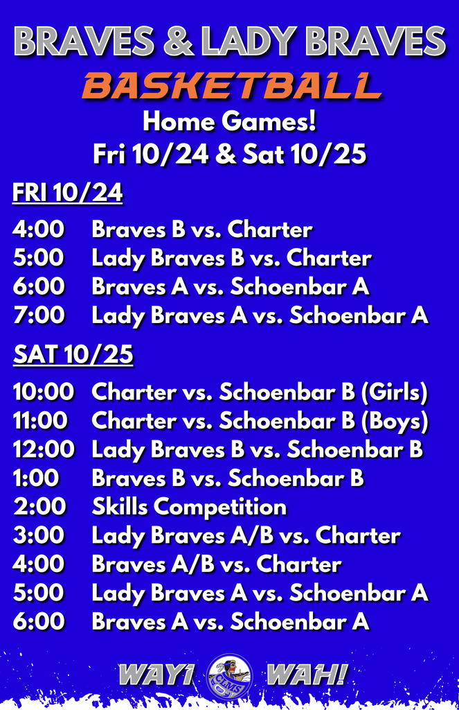NEW Braves BB 10-25 - graphic with game times for baskeball